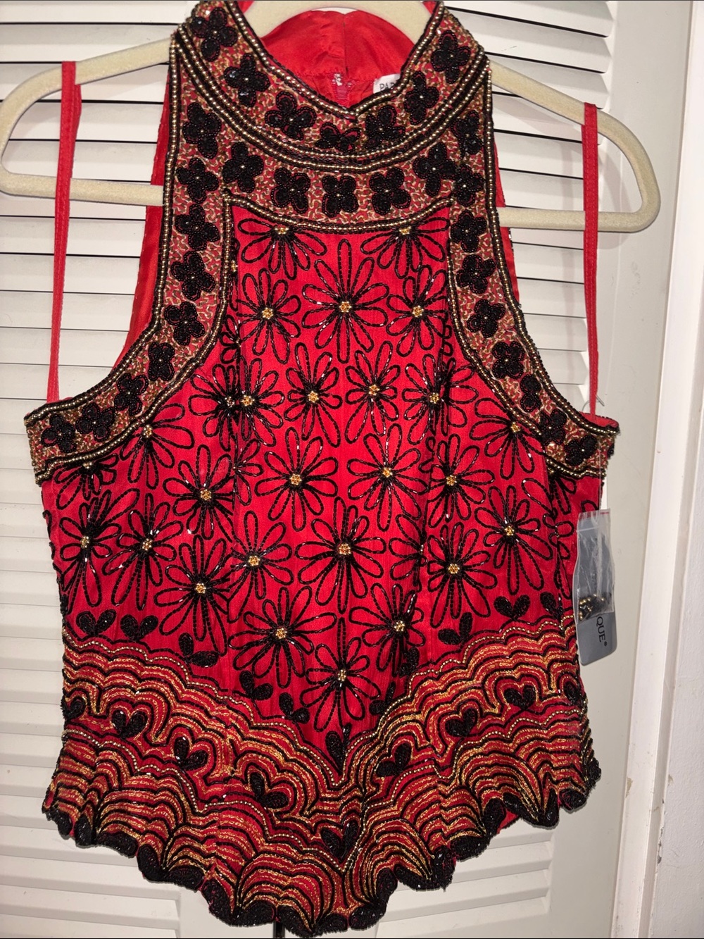 Papell Boutique Beaded Halter Top